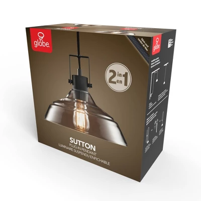 Sutton 1-Light Matte Black Plug-In Or Hardwire Pendant Light With Clear Glass Shade - Globe Electric 2 Sutton 1-Light Matte Black Plug-In Or Hardwire Pendant Light With Clear Glass Shade - Globe Electric - Image 2