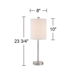 360 Lighting Trotter Modern Table Lamps 23 3/4" High Set Of 2 Brushed Nickel With USB And AC Power Outlet In Base White Fabric Cylinder For Home Desk -Adesso Lighting Deals Store GUEST 008a3109 94ac 4536 a8fc e2bc3ee2aed9