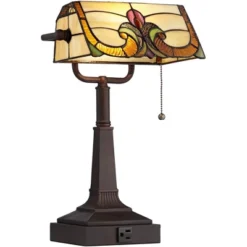 Robert Louis Tiffany Traditional Piano Banker Desk Table Lamp 17" High With AC Power Outlet Bronze Floral Art Glass Bedroom Office 13 Robert Louis Tiffany Traditional Piano Banker Desk Table Lamp 17" High With AC Power Outlet Bronze Floral Art Glass Bedroom Office -Adesso Lighting Deals Store GUEST 03ecdbab c402 4c36 b70f 3711b64ceb9f
