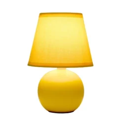 8.66" Petite Ceramic Orb Base Bedside Table Desk Lamp With Matching Tapered Drum Fabric Shade Yellow - Creekwood Home -Adesso Lighting Deals Store GUEST 040a0770 572d 422a b36d 0a6d25c743e2