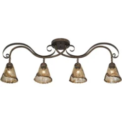 Pro Track 4-Head Ceiling Track Light Fixture Kit Adjustable Brown Bronze Finish Organic Amber Glass Western Kitchen Bathroom Living Room 41" Wide -Adesso Lighting Deals Store GUEST 0b78c01d fbd9 4f9b 868e 9d4588a5d094