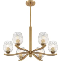 Stiffel Soft Gold Chandelier Lighting 29 1/4" Wide Modern Textured Clear Glass 6-Light Fixture For Dining Room House Kitchen Home -Adesso Lighting Deals Store GUEST 0bd6bc1d e1f9 4172 9bd0 0f98fae45bf6