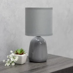 10.04" Traditional Ceramic Thimble Base Bedside Table Desk Lamp With Matching Fabric Shade Gray - Simple Designs 14 10.04" Traditional Ceramic Thimble Base Bedside Table Desk Lamp With Matching Fabric Shade Gray - Simple Designs -Adesso Lighting Deals Store GUEST 0e190a40 ded2 494a 8323 2566d6a5ac88