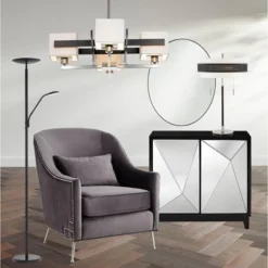 Possini Euro Design Brushed Nickel Pendant Chandelier 28" Wide Modern Dark Mocha Wood Finish Off White Fabric 4-Light Fixture Dining Room -Adesso Lighting Deals Store GUEST 0e7cb572 deb1 466d a906 b2508124b2c7