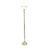 1-Light Torchiere Floor Lamp With Marbleized Glass Shade Gold - Lalia Home