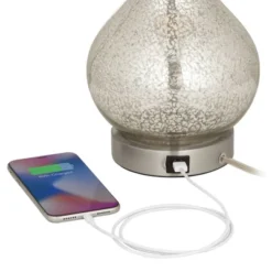 360 Lighting Ledger Modern Accent Table Lamps 21 3/4" High Set Of 2 Mercury Glass With USB Charging Port Table Top Dimmers Off-White Shade For Desk -Adesso Lighting Deals Store GUEST 10ca657e e857 4f0a abd9 0f6d86bf3c4b