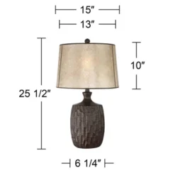 Franklin Iron Works Kelly Rustic Farmhouse Table Lamp 25 1/2" High Brown Mica Drum Shade For Bedroom Living Room Bedside Nightstand Office Kids Family -Adesso Lighting Deals Store GUEST 119b7c57 8bea 40ef 90d5 0e50997c32f1