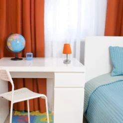 10.5" Petite Metal Stick Bedside Table Desk Lamp In Sand Nickel With Fabric Shade Orange - Creekwood Home -Adesso Lighting Deals Store GUEST 11a8ceb3 2d51 49be adbe 59cb997fe446