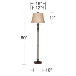 Regency Hill Brooke Rustic Vintage Retro Floor Lamp Standing 60" Tall Rich Bronze Copper Burlap Bell Shade For Living Room Bedroom Office House Home -Adesso Lighting Deals Store GUEST 133795e2 1c95 4258 8177 6984940fd98b