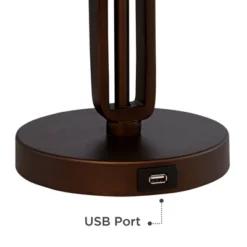 Franklin Iron Works Samuel Industrial Desk Lamp 20" High Rubbed Bronze With USB Charging Port Natural Mica Shade For Bedroom Living Room Bedside Desk -Adesso Lighting Deals Store GUEST 16c0ab13 6345 4c5b ba91 d1157246bee9