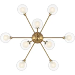 Possini Euro Design Spheres Modern Ceiling Light Flush Mount Fixture 28" Wide Warm Brass 9-Light LED Clear Globe Glass For Bedroom Kitchen Living Room -Adesso Lighting Deals Store GUEST 1a528675 684f 46e4 81d5 bf4b25c5aa5e