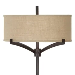 Franklin Iron Works Tremont Mid Century Modern Floor Lamp 62" Tall Deep Bronze Metal Tan Burlap Drum Shade For Living Room Bedroom Office House Home -Adesso Lighting Deals Store GUEST 1b2be7f8 010f 4ec3 93b8 65e76f0c72e1