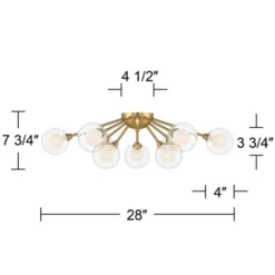 Possini Euro Design Spheres Modern Ceiling Light Flush Mount Fixture 28" Wide Warm Brass 9-Light LED Clear Globe Glass For Bedroom Kitchen Living Room -Adesso Lighting Deals Store GUEST 1e516137 2e1f 4f08 b35c 4767dc223858