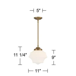 Possini Euro Design Soft Gold Mini Pendant Light 11" Wide Modern Schoolhouse Opal Glass Shade For Dining Living Room House Island -Adesso Lighting Deals Store GUEST 1ec4db27 de8a 478c 83f1 d24a7b047541