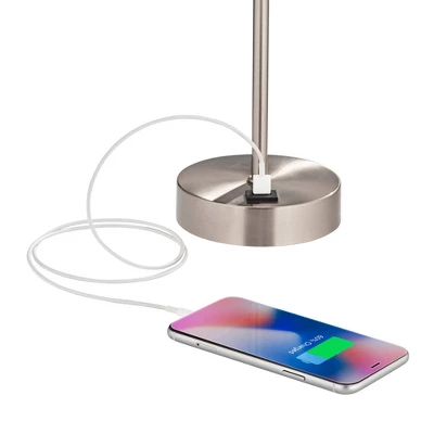 360 Lighting Justin Modern Accent Table Lamps 18" High Set Of 2 Silver With USB Charging Port And Table Top Dimmers White Shade For Bedroom Home Desk 3 360 Lighting Justin Modern Accent Table Lamps 18" High Set Of 2 Silver With USB Charging Port And Table Top Dimmers White Shade For Bedroom Home Desk - Image 3
