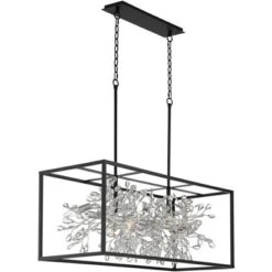 Possini Euro Design Carrine Black Silver Linear Pendant Chandelier 38 1/2" Wide Modern Clear Crystal 8-Light Fixture For Dining Room Kitchen Island -Adesso Lighting Deals Store GUEST 20098fb7 060c 4b63 8ebf 0c0b0dd92a5c