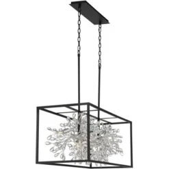 Possini Euro Design Carrine Black Silver Linear Pendant Chandelier 38 1/2" Wide Modern Clear Crystal 8-Light Fixture For Dining Room Kitchen Island -Adesso Lighting Deals Store GUEST 200f9acd 89df 4927 aace 9ef3c09c4af0