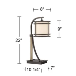Franklin Iron Works Gentry Industrial Desk Lamp 22" High Oil Rubbed Bronze Faux Wood Cage With USB And AC Power Outlet In Base Oatmeal Shade For Desk -Adesso Lighting Deals Store GUEST 212d9a41 8a1e 4762 a8cd 1b8d3fd8e98d
