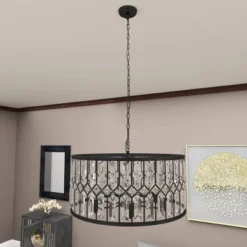 Metal Crystal Embellishments 6 Light Chandelier With Link Style Chain Black - Olivia & May -Adesso Lighting Deals Store GUEST 218d9ef8 ee4e 4035 9c19 f1e10499c650