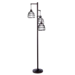 Niki 3-Tier Metal Caged Floor Lamp Rubbed Bronze - StyleCraft