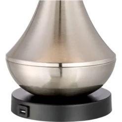 360 Lighting Simon Modern Table Lamps 25 1/2" High Set Of 2 Brushed Nickel With USB Charging Port And Table Top Dimmers White Fabric For Home Desk -Adesso Lighting Deals Store GUEST 23092e0f b7cb 404e 84af f4cf81c3762c