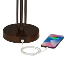 Franklin Iron Works Samuel Industrial Desk Lamp 20" High Rubbed Bronze With USB Charging Port Natural Mica Shade For Bedroom Living Room Bedside Desk -Adesso Lighting Deals Store GUEST 246fcc53 8bd8 425c 987c 547c4f34158a