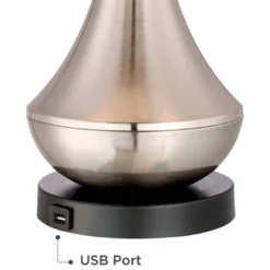 360 Lighting Simon Modern Table Lamps 25 1/2" High Set Of 2 Brushed Nickel With USB Charging Port White Fabric Drum Shade For Bedroom Living Room Desk -Adesso Lighting Deals Store GUEST 24adc801 a4c7 4967 a0eb da46831554a1