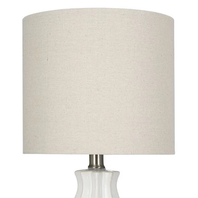 19" Textured Ceramic Accent Table Lamp With Linen Shade (Includes LED Light Bulb) White - Cresswell Lighting 2 19" Textured Ceramic Accent Table Lamp With Linen Shade (Includes LED Light Bulb) White - Cresswell Lighting - Image 2