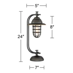 Franklin Iron Works Knox Industrial Desk Lamp 24" High Oil Rubbed Bronze LED Cage Glass Shade For Bedroom Living Room Bedside Nightstand Office House -Adesso Lighting Deals Store GUEST 29b03b02 deed 4eff 902c 687899a5a4b5