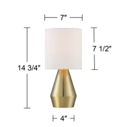 360 Lighting Marty Modern Accent Table Lamps 14 3/4" High Set Of 2 Brass Metal White Cylinder Shade For Bedroom Bedside Nightstand Office Kids House -Adesso Lighting Deals Store GUEST 2a215c79 a2fa 47f8 95d2 0c91c390546c