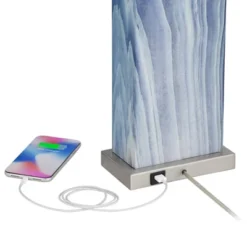 360 Lighting Connie Modern Table Lamps 25" High Set Of 2 Blue Faux Marble With USB Charging Port Table Top Dimmers White Shade For Bedroom Office Desk -Adesso Lighting Deals Store GUEST 2cdb6dbb a15b 4b6a 9904 7b2c9816d8cf