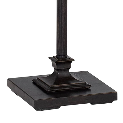 Regency Hill Traditional Floor Lamp 59" Tall Italian Bronze Taupe Faux Silk Square Hardback Shade For Living Room Reading Bedroom Office 4 Regency Hill Traditional Floor Lamp 59" Tall Italian Bronze Taupe Faux Silk Square Hardback Shade For Living Room Reading Bedroom Office - Image 4