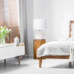 19" Contemporary Bohemian Ceramic Eyelet Pattern Floral Textured Bedside Table Lamp With Fabric Shade Off-White - Lalia Home -Adesso Lighting Deals Store GUEST 30f3690a 6921 48a3 bdce 87fc377b1f20