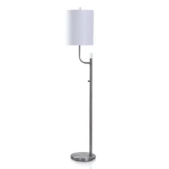 65" Mid-Century Modern Metal Floor Lamp Brushed Steel - StyleCraft