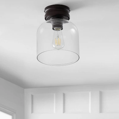 7.75" Metal/Glass Domenic Flush Mount (Includes Energy Efficient Light Bulb) - JONATHAN Y 2 7.75" Metal/Glass Domenic Flush Mount (Includes Energy Efficient Light Bulb) - JONATHAN Y - Image 2