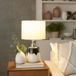 18" Black/White Abstract Splash Ceramic Table Lamp - Nourison -Adesso Lighting Deals Store GUEST 342925d0 1fc5 4879 b9c6 53a0cbd2b791