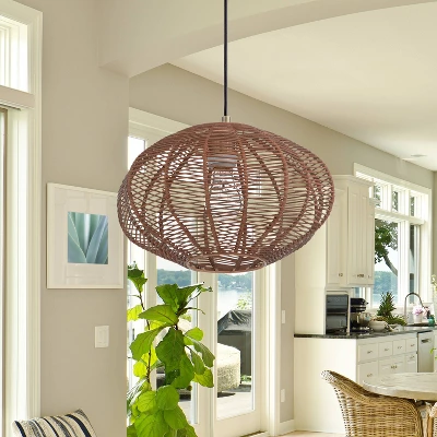 13.5" 1-Light Linnea Pendant Rattan Brown - River Of Goods 4 13.5" 1-Light Linnea Pendant Rattan Brown - River Of Goods - Image 4