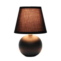 8.66" Petite Ceramic Orb Base Bedside Table Desk Lamp With Matching Tapered Drum Fabric Shade Black - Creekwood Home -Adesso Lighting Deals Store GUEST 3546dff2 b455 4a74 aa78 e905f51a7cb4