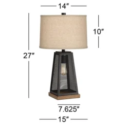 Franklin Iron Works Barris Industrial Table Lamp 26 3/4" High Metal Mesh With Nightlight LED USB Charging Port Burlap Shade For Living Room House Desk 11 Franklin Iron Works Barris Industrial Table Lamp 26 3/4" High Metal Mesh With Nightlight LED USB Charging Port Burlap Shade For Living Room House Desk -Adesso Lighting Deals Store GUEST 36a0d479 9b29 491f b80b 6945993ca326