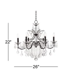 Vienna Full Spectrum DeMallo Dark Bronze Chandelier 26" Wide French Scroll Arm Clear Crystal 6-Light Fixture For Dining Room Home Foyer Kitchen Island -Adesso Lighting Deals Store GUEST 382d62ac b973 4b7b bb90 03c9cb6df504