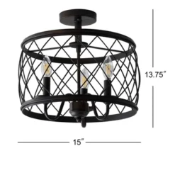 15" Eleanor Metal LED Semi Flush Mount Ceiling Light Black (Includes Energy Efficient Light Bulb) - JONATHAN Y -Adesso Lighting Deals Store GUEST 38473d46 1742 442f 90b6 ace4002384c1