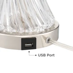 Regency Hill Luca Modern Table Lamps Set Of 2 25 1/2" High Twisted Glass With USB Charging Port Blue Shirred Shade For Bedroom Living Room Desk Office -Adesso Lighting Deals Store GUEST 3a14f747 7c88 4af6 86bb 0b7347b6f7c6