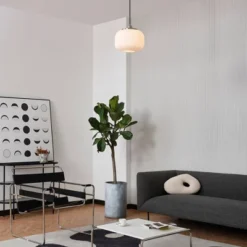 Novogratz X Globe Lily 1-Light Matte Brass Pendant Lighting With Frosted Ribbed Glass Shade - Globe Electric -Adesso Lighting Deals Store GUEST 3a6e4229 3f61 49f0 bc5a df38b9d00980