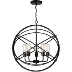 Franklin Iron Works Ellery Bronze Orb Foyer Pendant Chandelier 24 3/4" Wide Modern 5-Light LED Fixture For Dining Room House Kitchen Island Entryway -Adesso Lighting Deals Store GUEST 3b342da3 b0d9 4d92 8ff2 5543c954414e