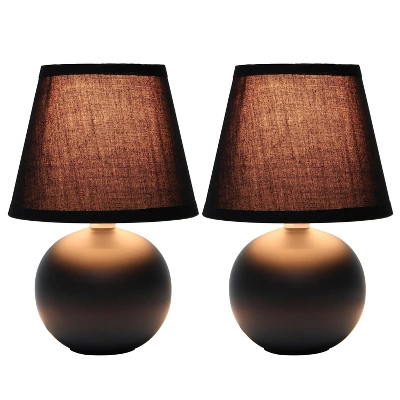 8.66" 2pk Petite Ceramic Orb Base Bedside Table Lamps With Matching Tapered Drum Shade Black - Creekwood Home 2 8.66" 2pk Petite Ceramic Orb Base Bedside Table Lamps With Matching Tapered Drum Shade Black - Creekwood Home - Image 2