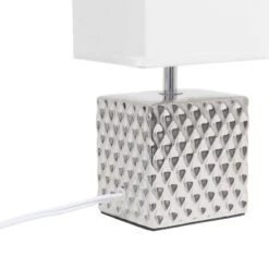 11.81" Tall Petite Hammered Square Bedside Table Desk Lamp With White Fabric Shade Silver - Simple Designs -Adesso Lighting Deals Store GUEST 3cb00eea 6091 4212 ad4a 24913e1a3aa1