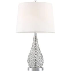 360 Lighting Sergio Modern Accent Table Lamps 23 1/2" High Set Of 2 Acrylic Chrome USB Charging Port White Drum For Bedroom Living Room Bedside Desk -Adesso Lighting Deals Store GUEST 3d608808 3ba7 4e26 a7d0 3bc2d1e50e10