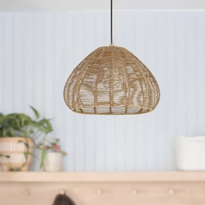 12.75" 1-Light Gloriana Pendant Rattan Brown - River Of Goods 3 12.75" 1-Light Gloriana Pendant Rattan Brown - River Of Goods - Image 3