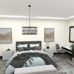 Metal Crystal Embellishments 6 Light Chandelier With Link Style Chain Black - Olivia & May -Adesso Lighting Deals Store GUEST 3f111bb2 37c2 49bc 8daf 60012836132b