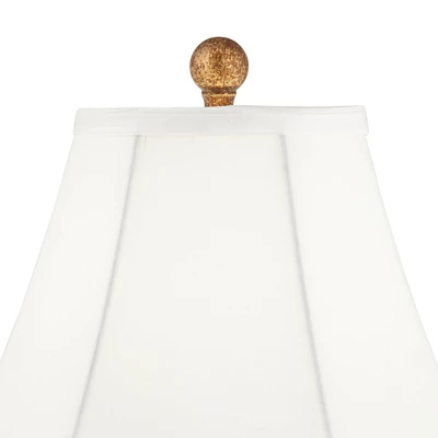 Regency Hill Kona Tropical Table Lamps 26" High Set Of 2 Bronzed Brass Glass With USB Charging Port White Fabric Bell For Bedroom Living Room Desk 4 Regency Hill Kona Tropical Table Lamps 26" High Set Of 2 Bronzed Brass Glass With USB Charging Port White Fabric Bell For Bedroom Living Room Desk - Image 4
